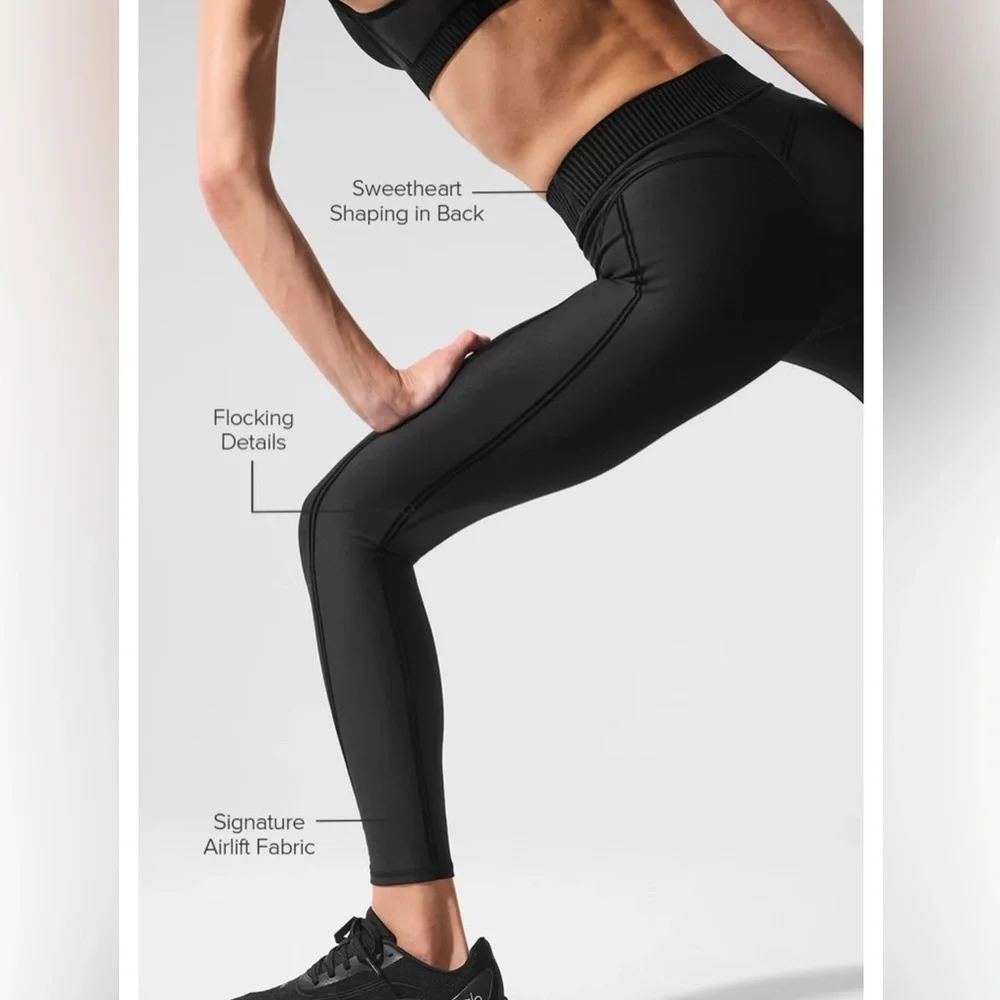 Alo Airlift High-Waist 7/8 Line Up Black Leggings in XXS NWT